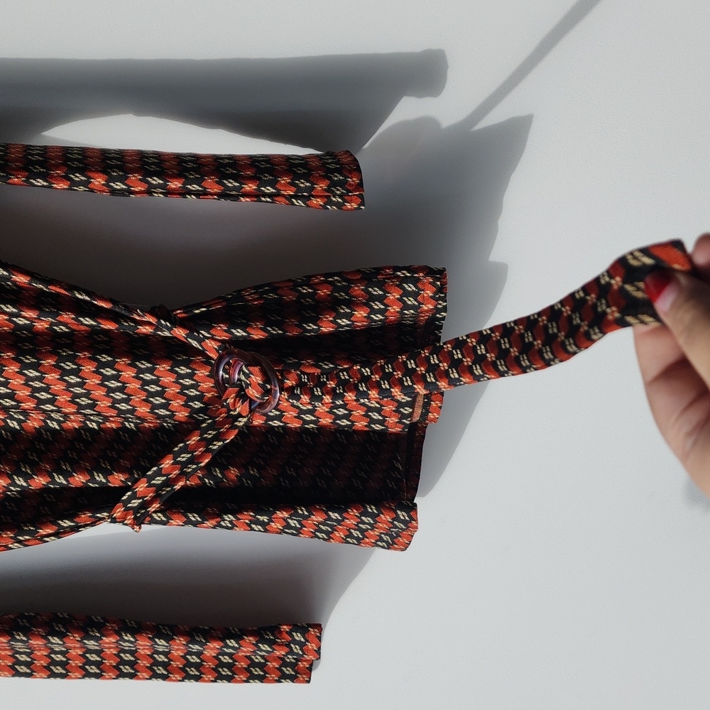 Vintage Unique Argyle Belted Knit Top - Picture 3 of 6